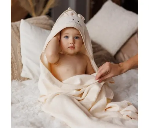 BabyOno Bamboo hooded towel 100x100cm Beige
