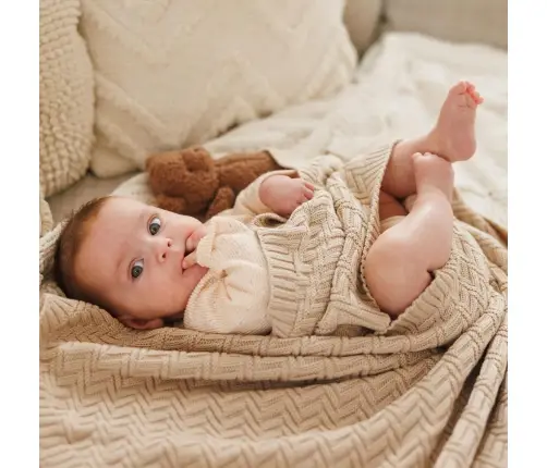 BabyOno cotton knitted blanket 75x100cm, Beige