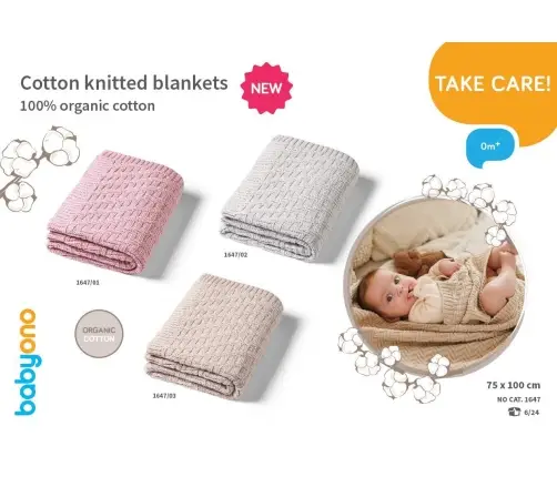 BabyOno cotton knitted blanket 75x100cm, Beige