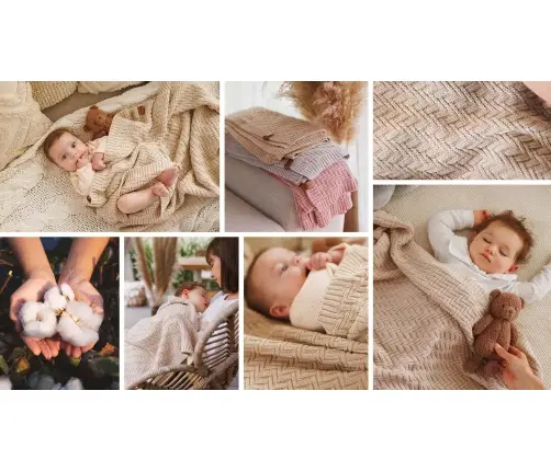 BabyOno cotton knitted blanket 75x100cm, Beige