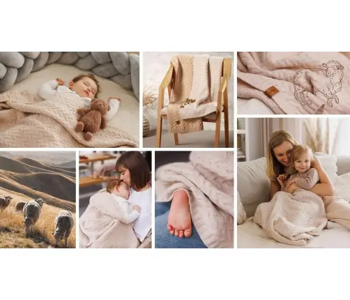 BabyOno Merino wool blanket 75x100cm, Beige