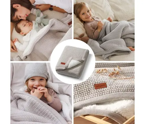 BabyOno cotton blanket with fleecing lining 75x100cm Grey