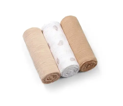 BabyOno crinkled muslin diapers 70x70cm, Beige 3pcs