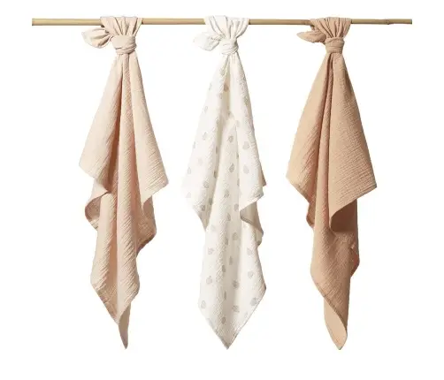 BabyOno crinkled muslin diapers 70x70cm, Beige 3pcs