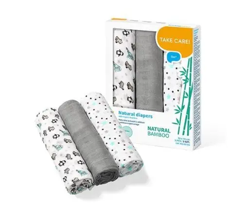 BabyOno bamboo diapers 3pcs, Grey