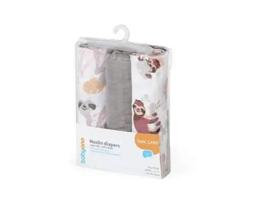 BabyOno Muslin diapers super soft 3pcs, Grey
