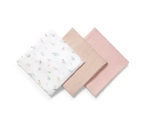 BabyOno crinkled muslin diapers 70x70cm, Pink 3pcs