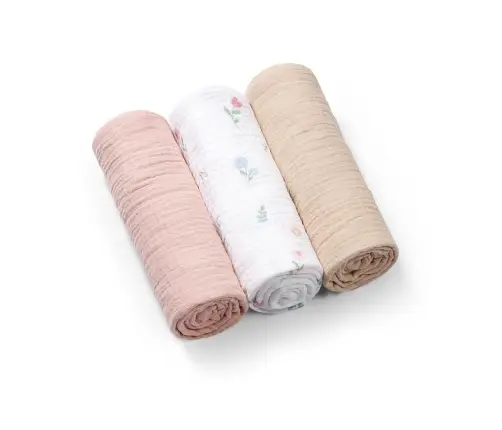 BabyOno crinkled muslin diapers 70x70cm, Pink 3pcs