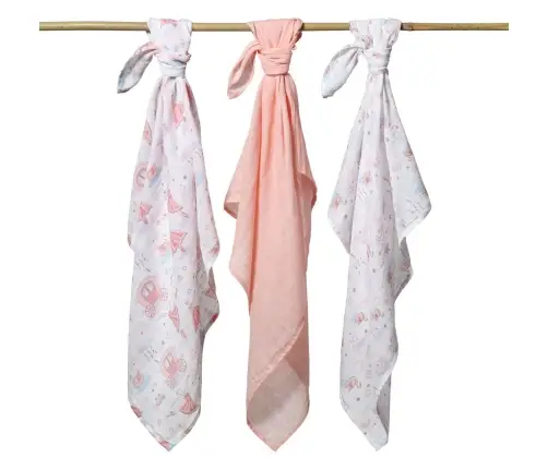 BabyOno Muslin diapers super soft 3pcs Pink
