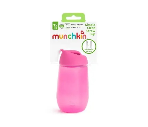 Munchkin 1pk 10oz Simple Clean Strw Cup 296ml Pink
