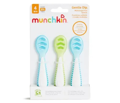 Munchkin 3pk Gentle Dip Self-feeding Utensil Blue/Green