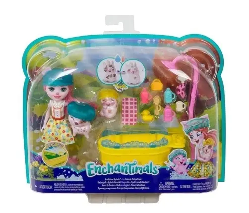 Enchantimals Bathtime Water Splash Petya Pig Кукла с животными GJX35