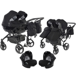 Junama Basic Duo 01 Black Dvīņu rati 3in1