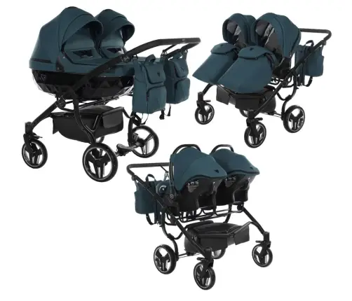 Junama Basic Duo 02 Teal Dvīņu rati 3in1