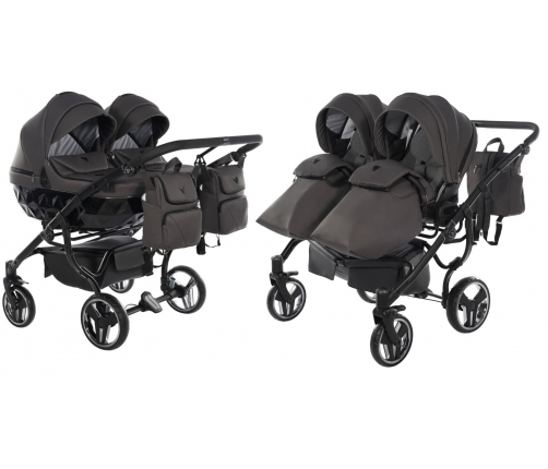 Junama Basic Duo 03 Black Nickel Dvīņu rati 2in1