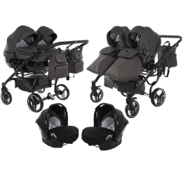 Junama Basic Duo 03 Black Nickel Dvīņu rati 3in1