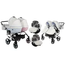 Junama Candy Duo Pink / Blue Коляска для двойняшек 3in1 Junama Candy Duo Pink / Blue Коляска для двойняшек 3in1