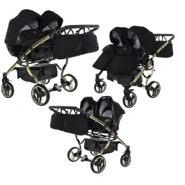 Junama Diamond S-Line Duo 02 Black Gold Dvīņu rati 3in1
