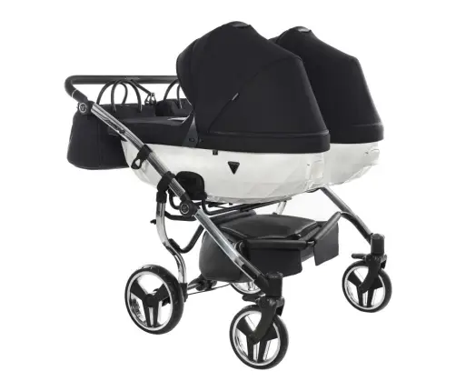 Junama Diamond S-Line Duo 04 White Black Dvīņu rati 2in1