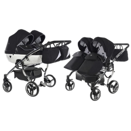 Junama Diamond S-Line Duo 04 White Black Dvīņu rati 2in1