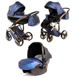 Junama Fluo Line Col.01 Navy rose gold Bērnu rati 3in1