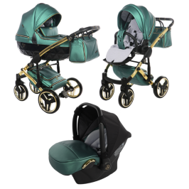 Junama Fluo Line Col.02 Green gold Bērnu rati 3in1