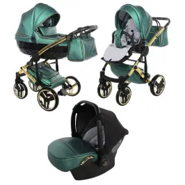 Junama Fluo Line Col.02 Green gold Bērnu rati 3in1