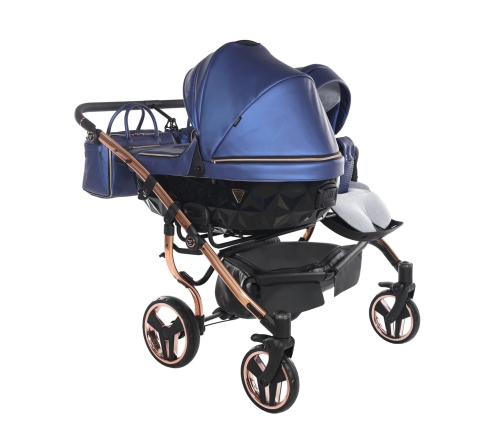 Junama Fluo Line Duo 01 Navy Blue Rose Gold Dvīņu rati 2in1