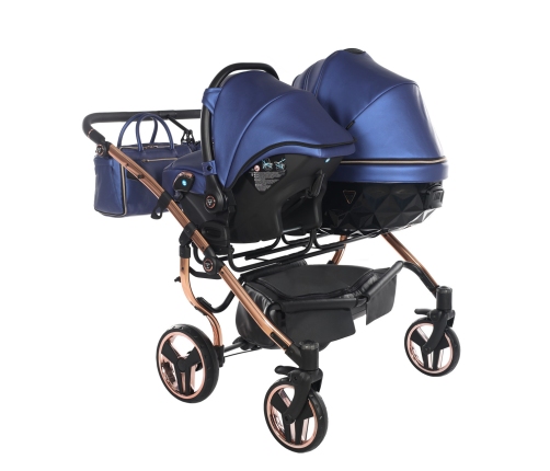 Junama Fluo Line Duo 01 Navy Blue Rose Gold Dvīņu rati 2in1