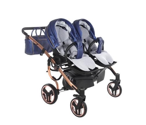 Junama Fluo Line Duo 01 Navy Blue Rose Gold Dvīņu rati 2in1