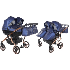 Junama Fluo Line Duo 01 Navy Blue Rose Gold Dvīņu rati 2in1