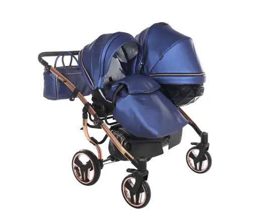 Junama Fluo Line Duo 01 Navy Blue Rose Gold Dvīņu rati 3in1