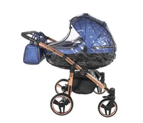 Junama Fluo Line Duo 01 Navy Blue Rose Gold Dvīņu rati 3in1
