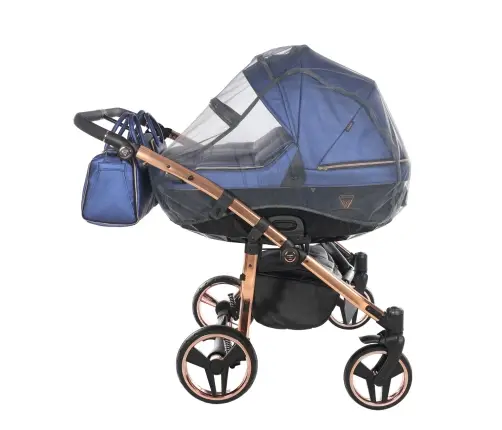 Junama Fluo Line Duo 01 Navy Blue Rose Gold Dvīņu rati 3in1