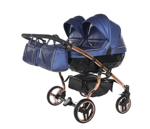 Junama Fluo Line Duo 01 Navy Blue Rose Gold Dvīņu rati 3in1