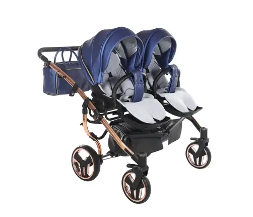 Junama Fluo Line Duo 01 Navy Blue Rose Gold Dvīņu rati 3in1