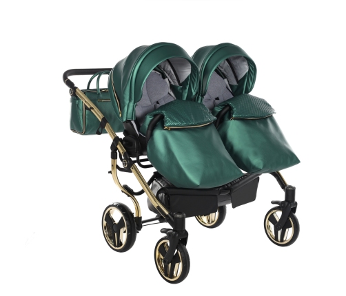 Junama Fluo Line Duo 02 Green Gold Dvīņu rati 2in1