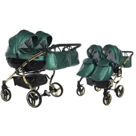 Junama Fluo Line Duo 02 Green Gold Dvīņu rati 2in1