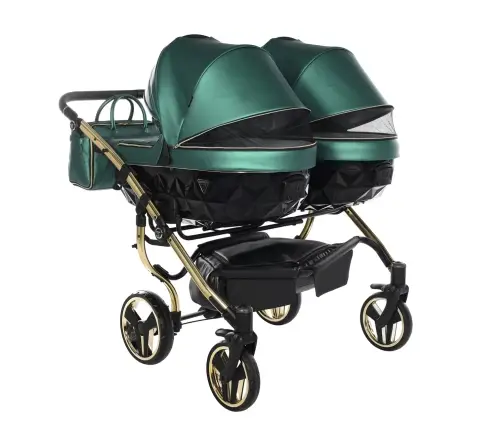 Junama Fluo Line Duo 02 Green Gold Dvīņu rati 3in1