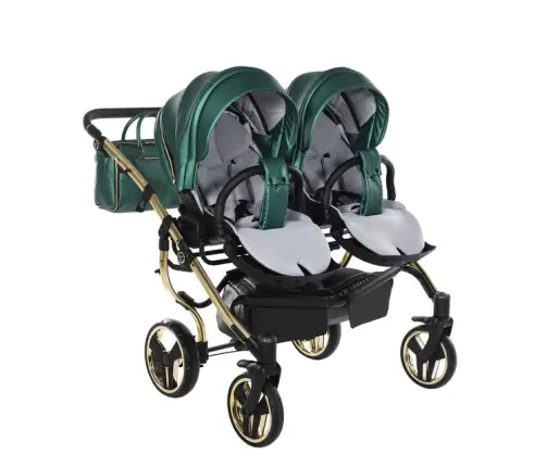 Junama Fluo Line Duo 02 Green Gold Dvīņu rati 3in1