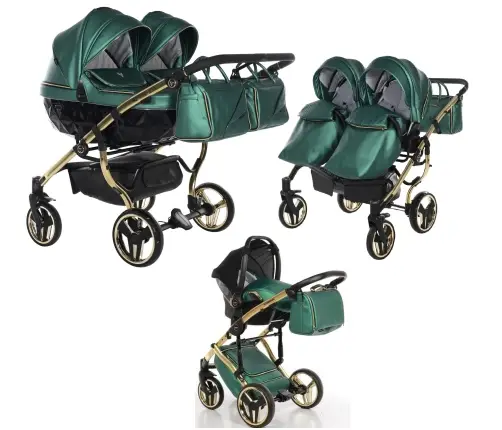 Junama Fluo Line Duo 02 Green Gold Dvīņu rati 3in1