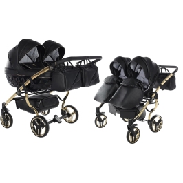 Junama Fluo Line Duo 04 Black Gold Dvīņu rati 2in1