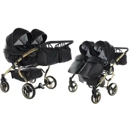 Junama Fluo Line Duo 04 Black Gold Dvīņu rati 2in1