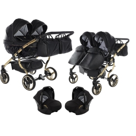 Junama Fluo Line Duo 04 Black Gold Dvīņu rati 3in1