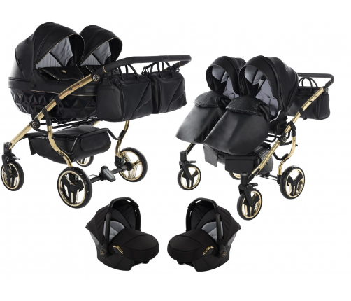 Junama Fluo Line Duo 04 Black Gold Dvīņu rati 3in1