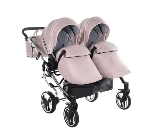 Junama Fluo Line Duo 06 Pink Silver Dvīņu rati 2in1