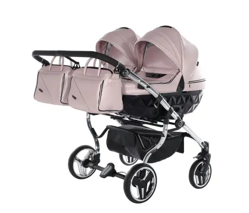 Junama Fluo Line Duo 06 Pink Silver Dvīņu rati 3in1