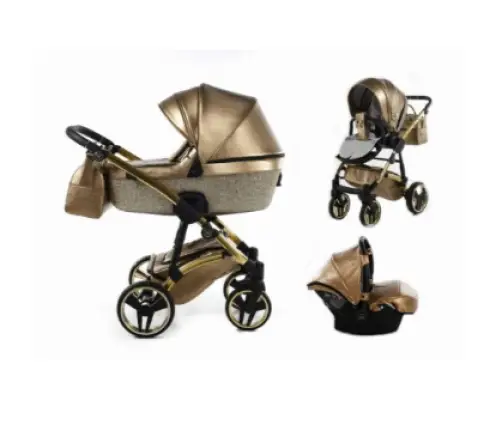Junama Glitter 04 Gold Bērnu rati 3in1
