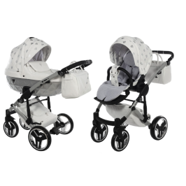 Junama Glow col. 3 White silver Bērnu rati 2in1