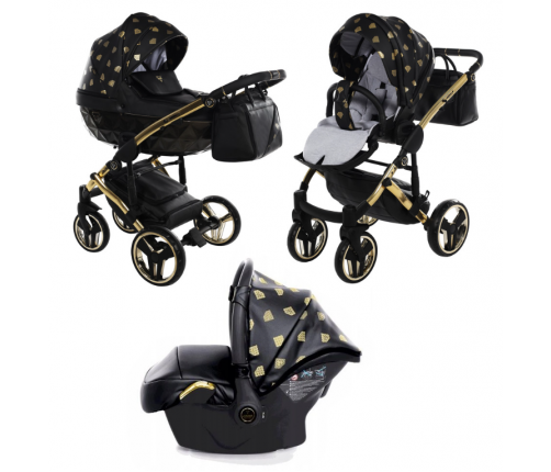 Junama Glow col.5 Black gold Bērnu ratiņi 3 in 1